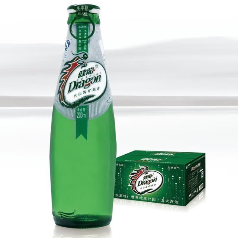 健龙天然含气矿泉水200ml*24瓶玻璃瓶整箱装