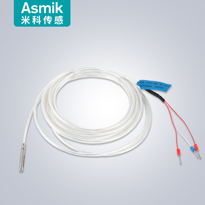 米科 温度传感器Pt100铂热电阻三线测温探头热电偶 直接引线式 2米线 