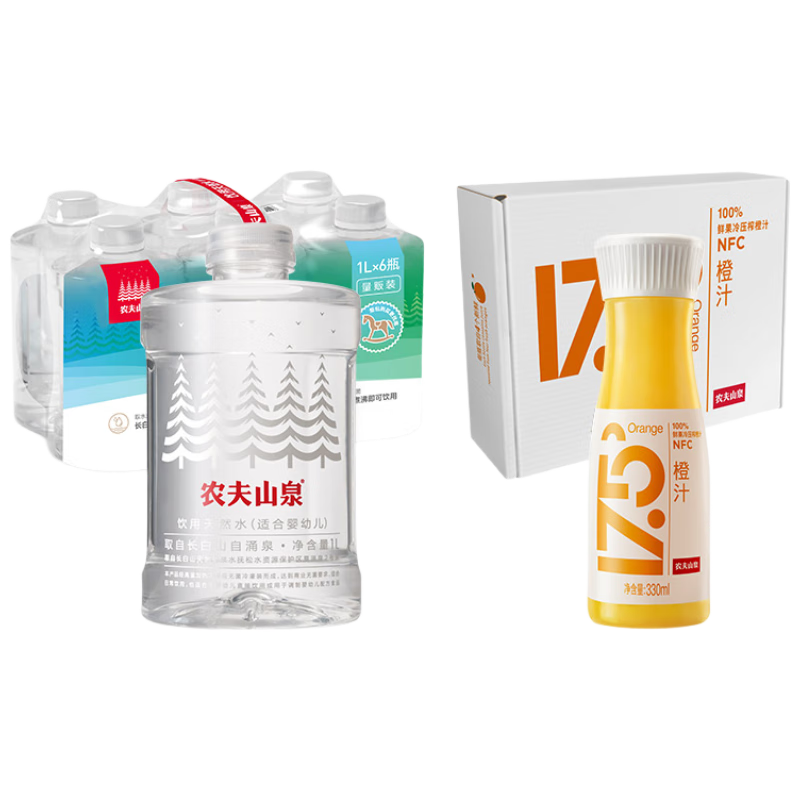 ���ڲ�����ũ��ɽȪ������Ȼˮ���ʺ�Ӥ�׶���1L6ƿ+17.5��NFC��֭������ͣ�330ml4ƿ