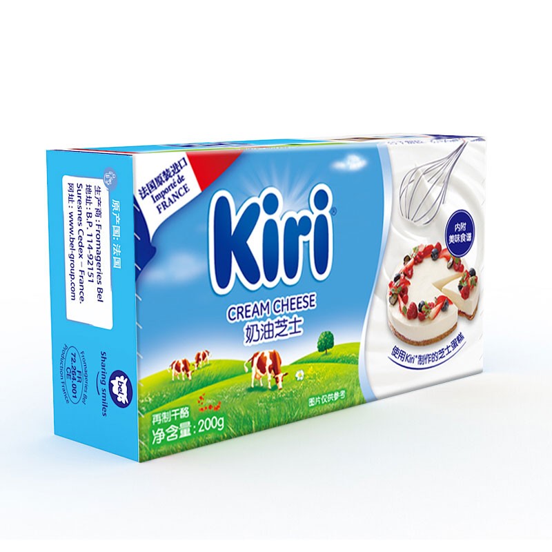 凯芮(Kiri)奶油芝士200g 法国进口凯瑞（奶酪 早餐 蛋糕 面包 烘焙原料）