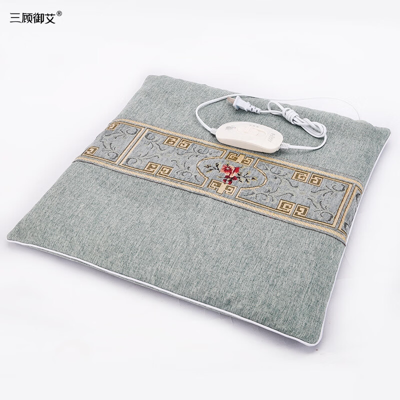 【精选好物】加大加厚艾草艾绒坐垫电家用艾灸垫办公室屁 【电加热】250克亚麻绿色(1个装)