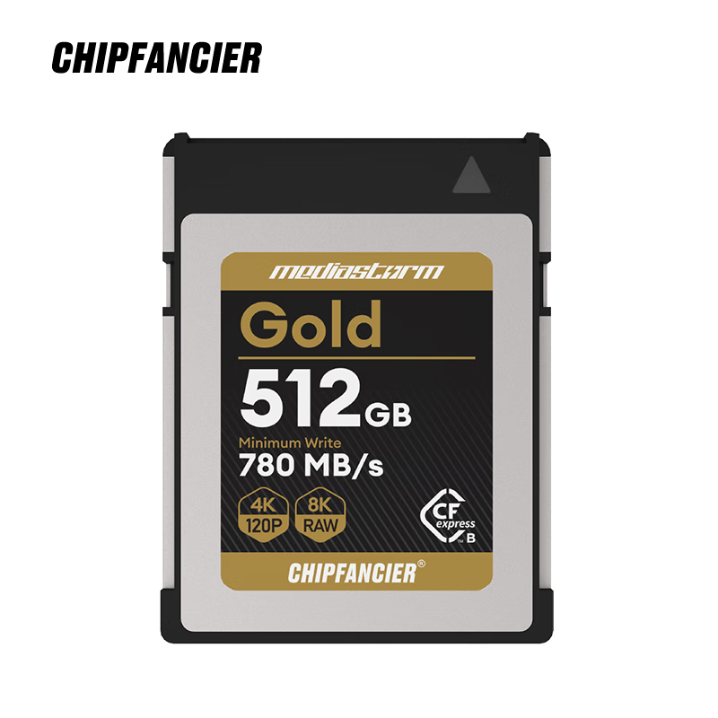 CHIPFANCIER &Ӱ쫷 Gold CFexpress TypeB洢GFX 100II Z9 Z8 XH2 R5C 8K Gold 512G 洢ʵ1070Ԫ