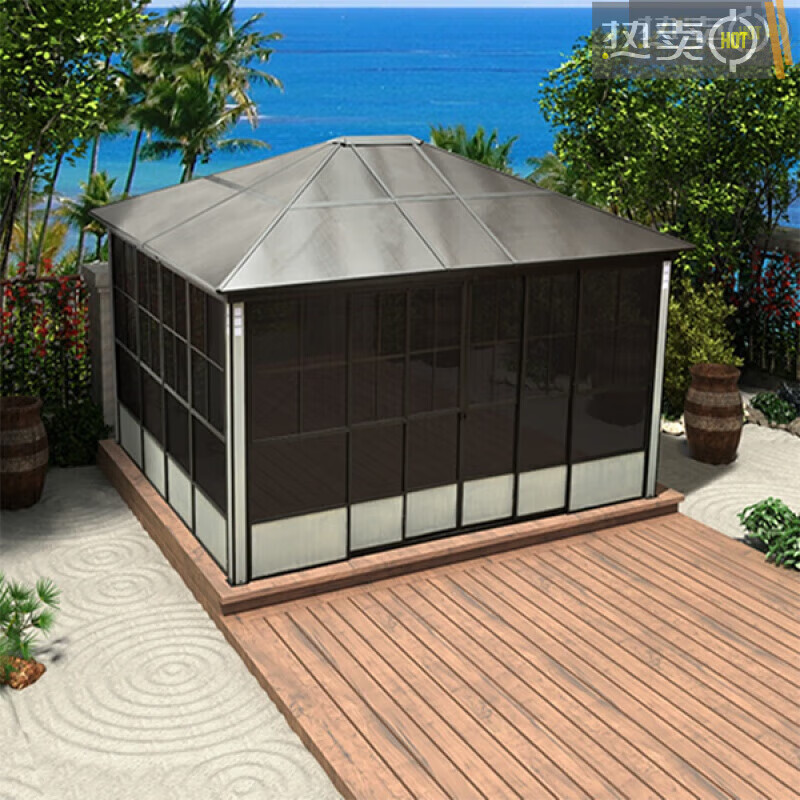 乐誉斯户外阳光房凉亭铝合金庭院楼顶简易房小木屋别墅民宿组装房子
