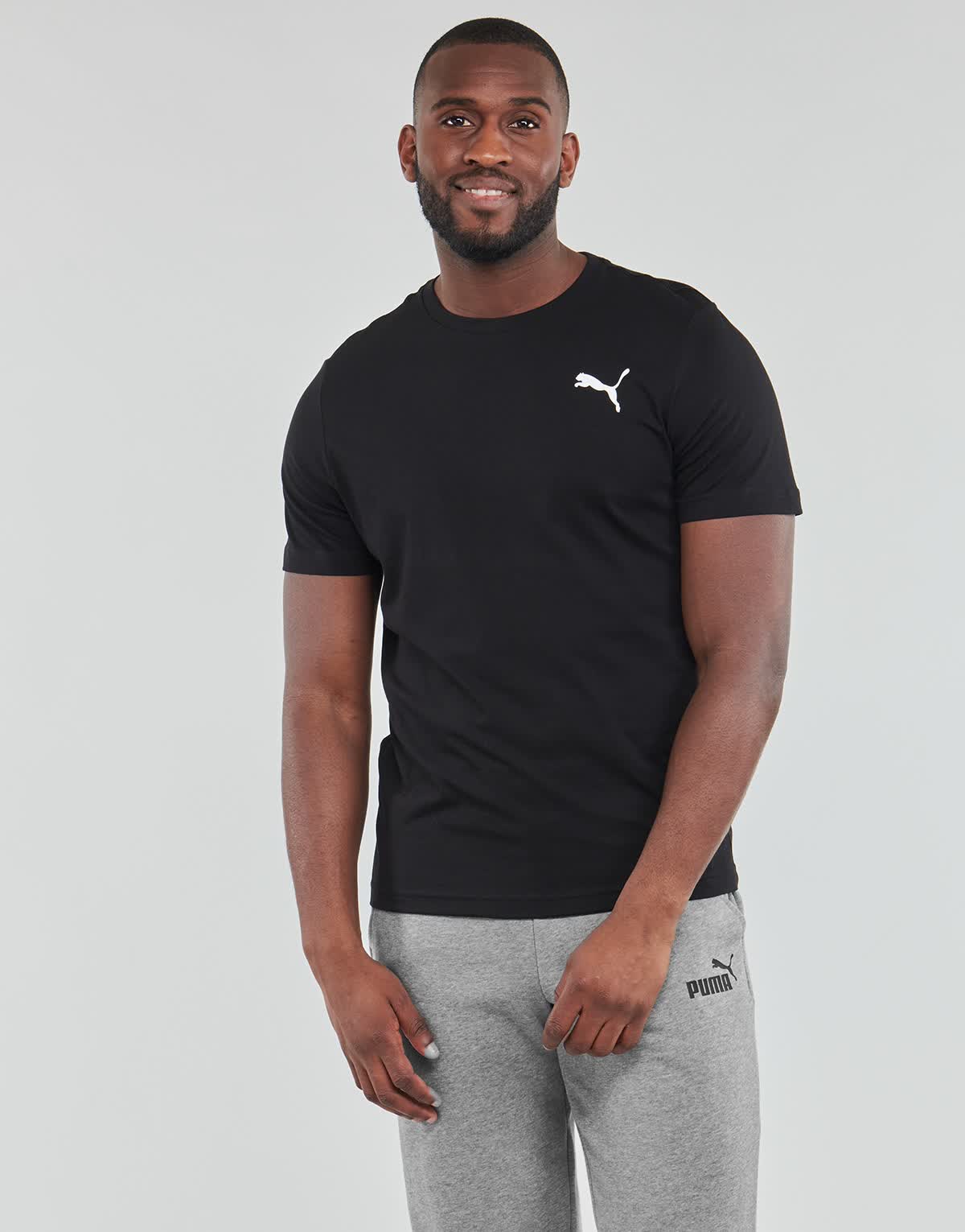 彪马(puma)男装运动短袖t恤圆领全棉休闲吸汗黑色2024夏季新款586668