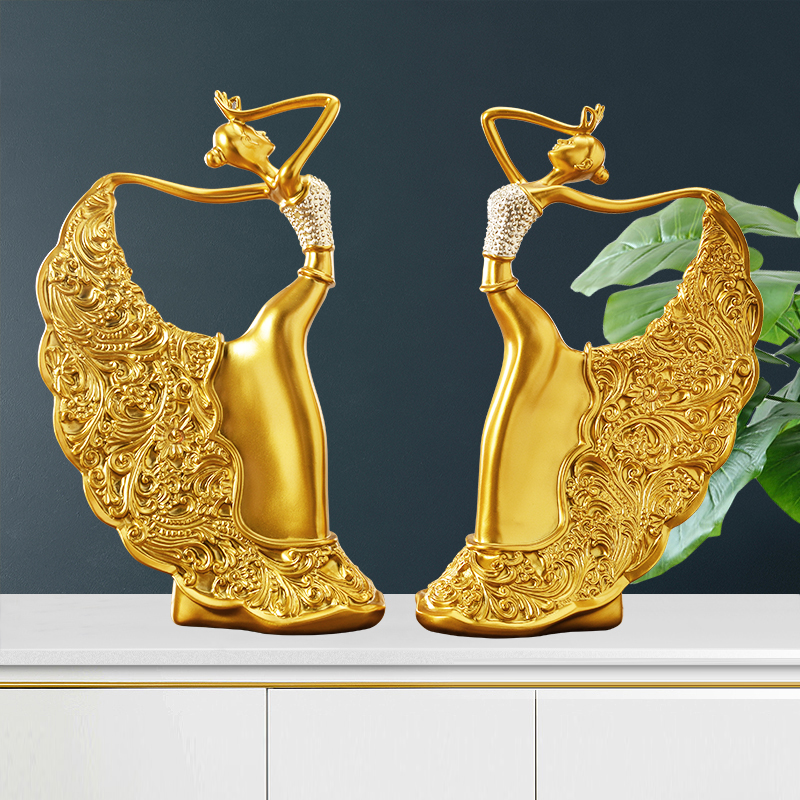 孔雀舞女摆件客厅电视柜装饰品室内酒柜美女人物摆饰工艺品 孔雀舞女