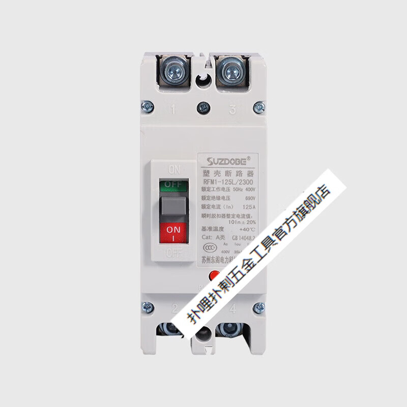 扑哩扑剌大功率空气开关220v2p家用二相大电流空开125a单相塑壳断路器
