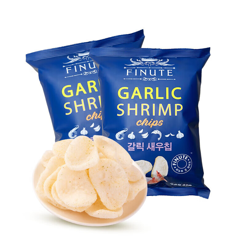 禾澹韩蒜香味虾片膨化蟹味薯片脆玉米片网红零食 蒜味虾片82g3包