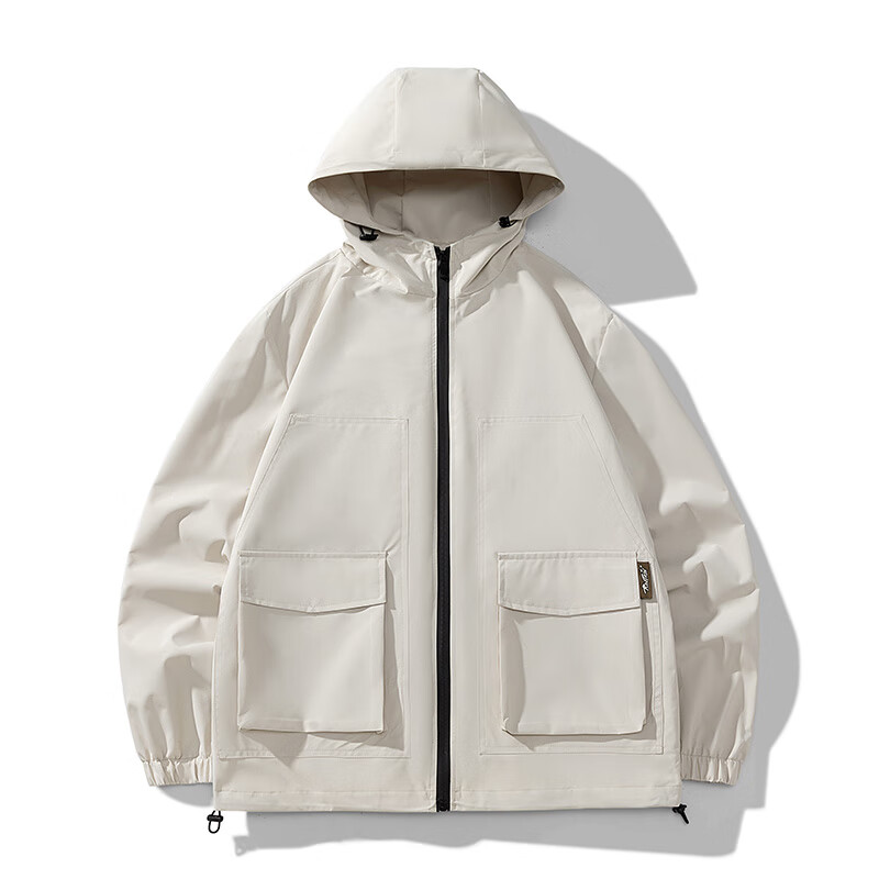 啄木鸟户外2024春秋新款百搭运动宽松连帽情侣防风防水登山外套冲锋衣