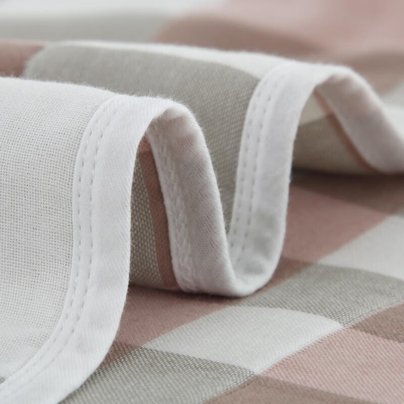 麦琪娜 全棉六层纱布毯子毛巾被夏凉被午休盖毯夏季被子空调被夏被 大格粉 90*100cm 婴儿毯