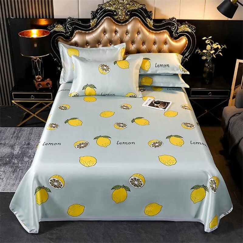唐纳家纺冰丝凉席三件套 柠檬 席面230*250cm 枕套48*74cm*2