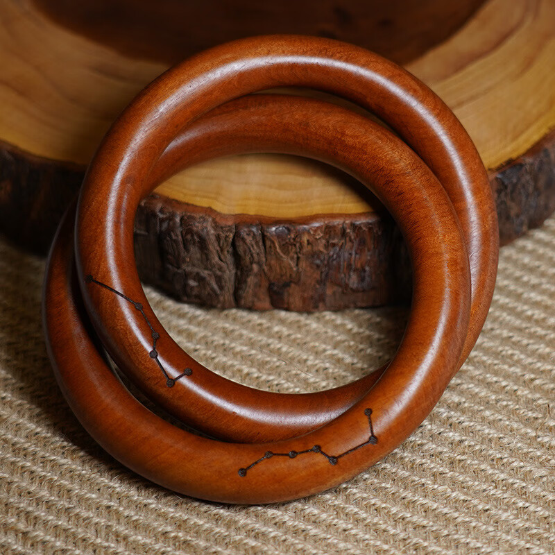 南啵丸乾坤圈雷击枣木阴阳乾坤镯 男女手把件手环道家整木成型雕刻
