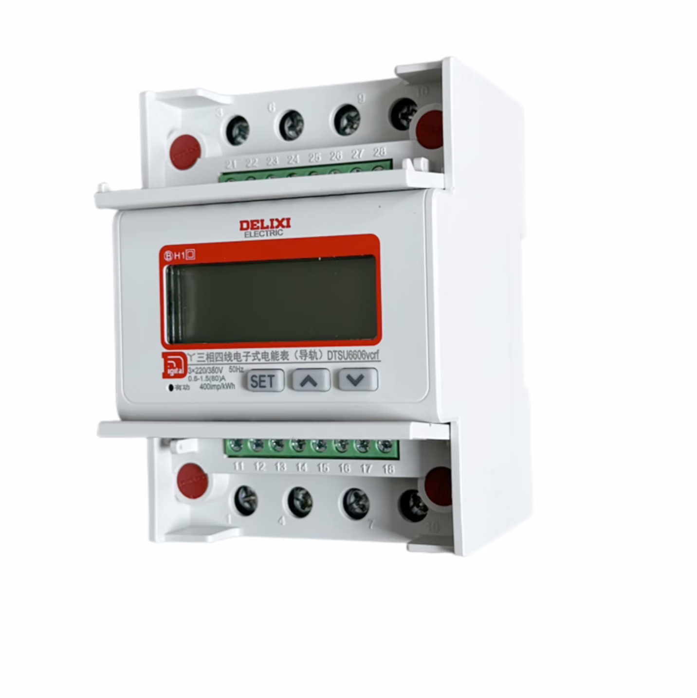 德力西电气三相四线导轨式液晶电表dtsu6606vcrf 380v  6a 80a 4p宽度