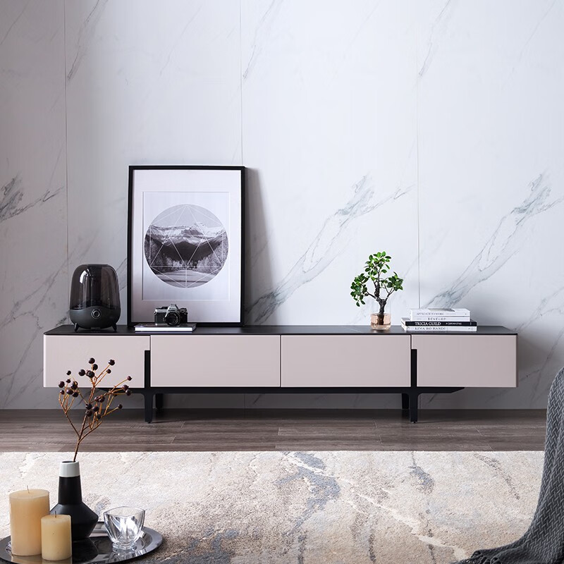 慕思艾慕电视柜 现代简约客厅岩板材质中小户型摆件家具 莫兰迪灰电视