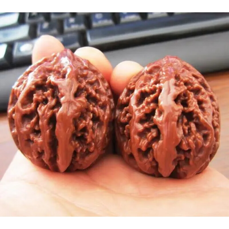 胖东来同款秋子核桃东北野生文玩麻粗筋半壁自然成熟落果上色代购 1对