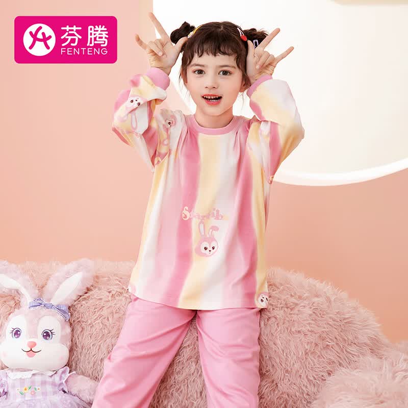 芬腾儿童睡衣女秋季纯棉粉黛兔联名亲子可外穿女童家居服Q9984731888怎么样,好用不?