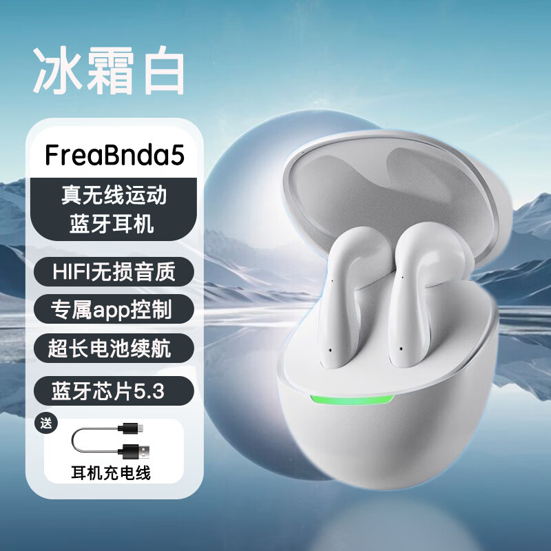 柏林之声2026新款半入耳真无线蓝牙耳机运动型跑步护耳降噪男女款高音质 冰霜白