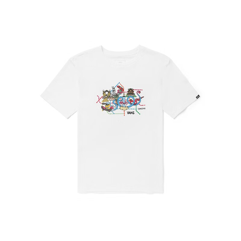 vans范斯官方 白色男女情侣短袖t恤广州城市创意印花休闲tee 白色 xs