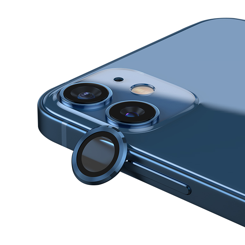 rurihai 苹果镜头膜金属独立iPhone钢化后摄像头圈贴盖高清单个防指纹手机保护贴膜 12Pro max【金属镜头膜海蓝色】3个装