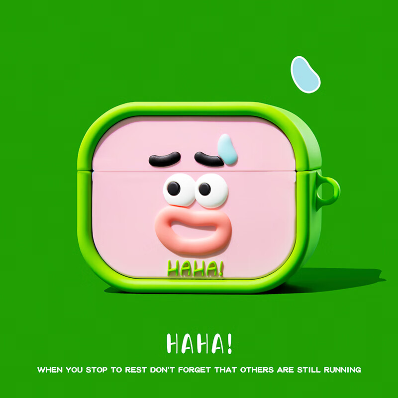 耳机套卡通pro2硅胶软壳airpods3三代收纳盒 绿色 haha表情液态硅胶不