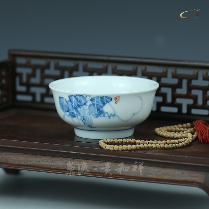 贵和祥 茶杯青花瓷功夫茶杯陶瓷品茗杯茶具手工碗杯茶杯主人杯单杯