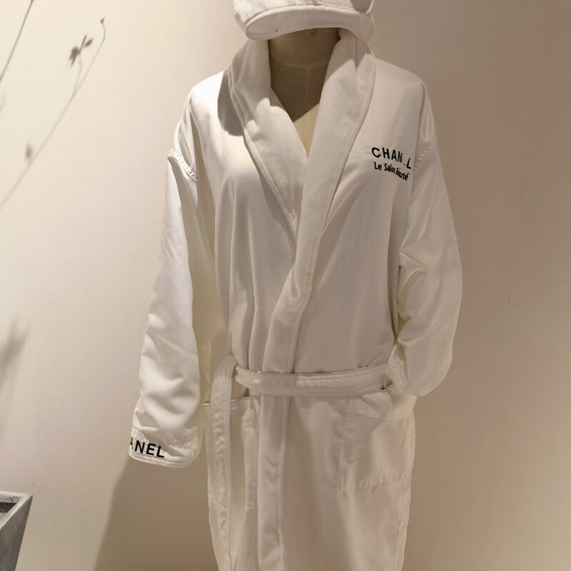 網(wǎng)紅浴袍美容院用浴袍浴衣男女長款柔軟吸水睡袍訂制logo 網(wǎng)紅浴袍 白色