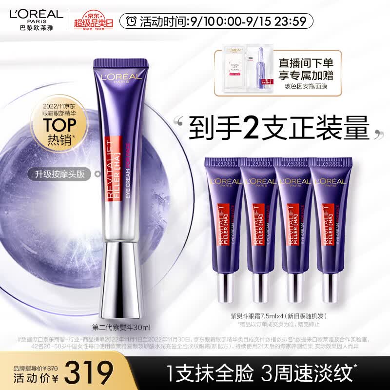 欧莱雅紫熨斗眼霜2.0 30ml 按摩头 玻色因淡纹提亮护肤品 生日礼物女使用感如何?