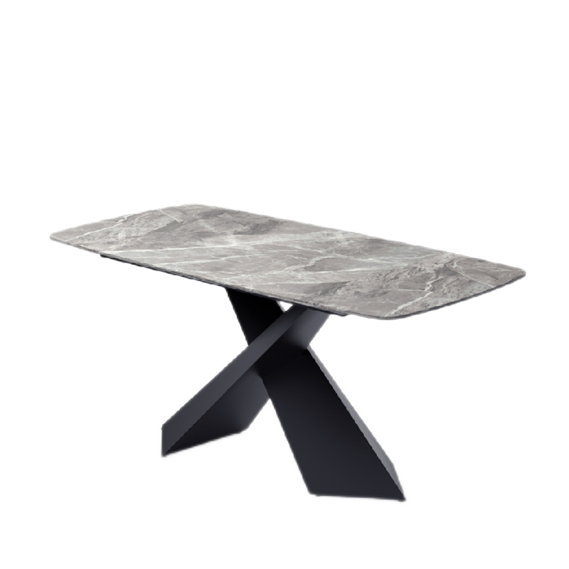 顾家家居 餐桌椅组合 意式轻奢时尚岩板餐桌家用餐厅饭桌PT7059T 【7天发货】1.4米餐台+蓝色镂空椅*4