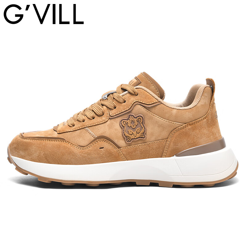 贵之步秋冬季复古男鞋厚底防滑舒适运动鞋男款增高缓震软底新款休闲鞋 黄色 G008 42 （运动鞋码）