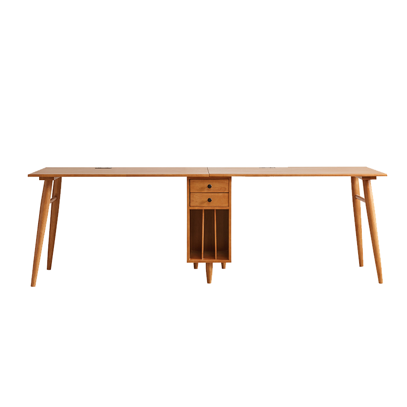 爱必居实木书桌书房书法桌轻奢电脑桌架一体简易比翼单人双人办公桌 双人1.2米桌