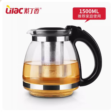 紫丁香（Lilac）紫丁香HM玻璃茶壺茶壺茶吧機耐熱專(zhuān)用保溫壺大容量泡茶壺花茶 紫丁香S91茶壺1500毫升