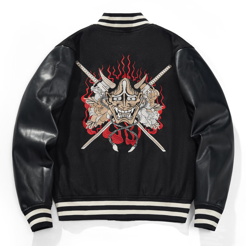 米诗德横须贺刺绣夹克秋冬横须贺刺绣夹克棒球服上衣般若鬼面个性潮牌