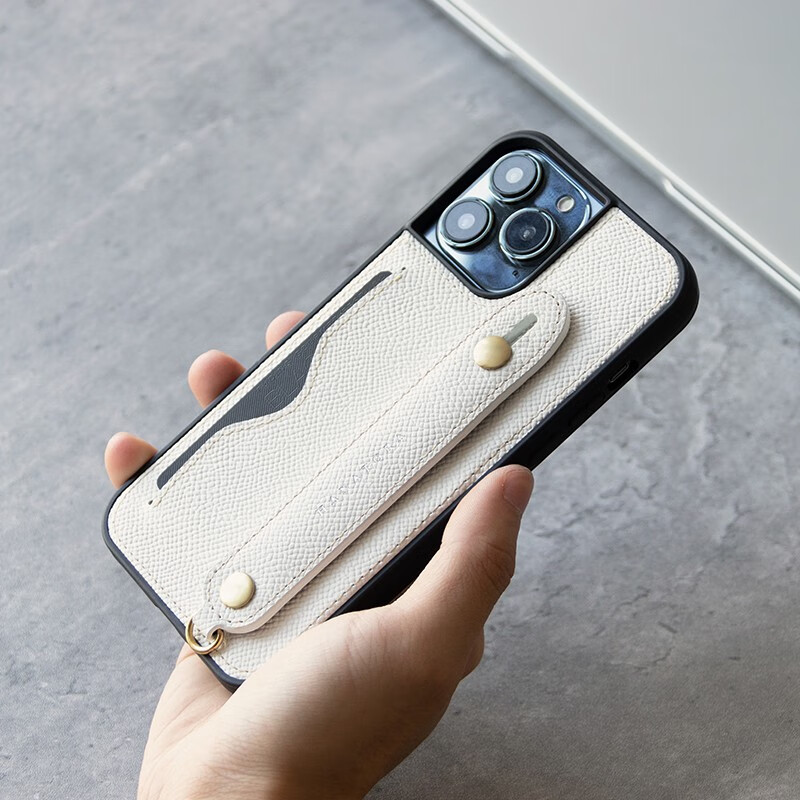 花虎(HANATORA)苹果17/16Promax手机壳新款日式真皮iPhone15pro高端全包防摔腕带挂绳带支架卡包男款女生简约Air 【白色】配挂脖绳 iPhone 16 Pro Max