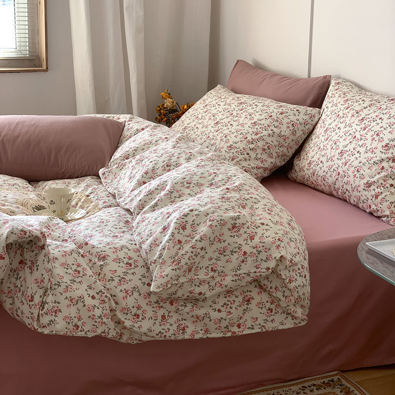 魅谊美式复古棉棉玫瑰花卉被套床单床笠宿舍床上 复古玫瑰 1.2床单款150X200被套三件套