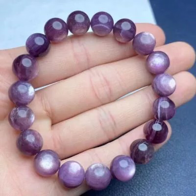 可颖紫罗兰手链紫锂云母女猫眼水母手串饰品生日礼物9mm 紫 晶紫葡萄