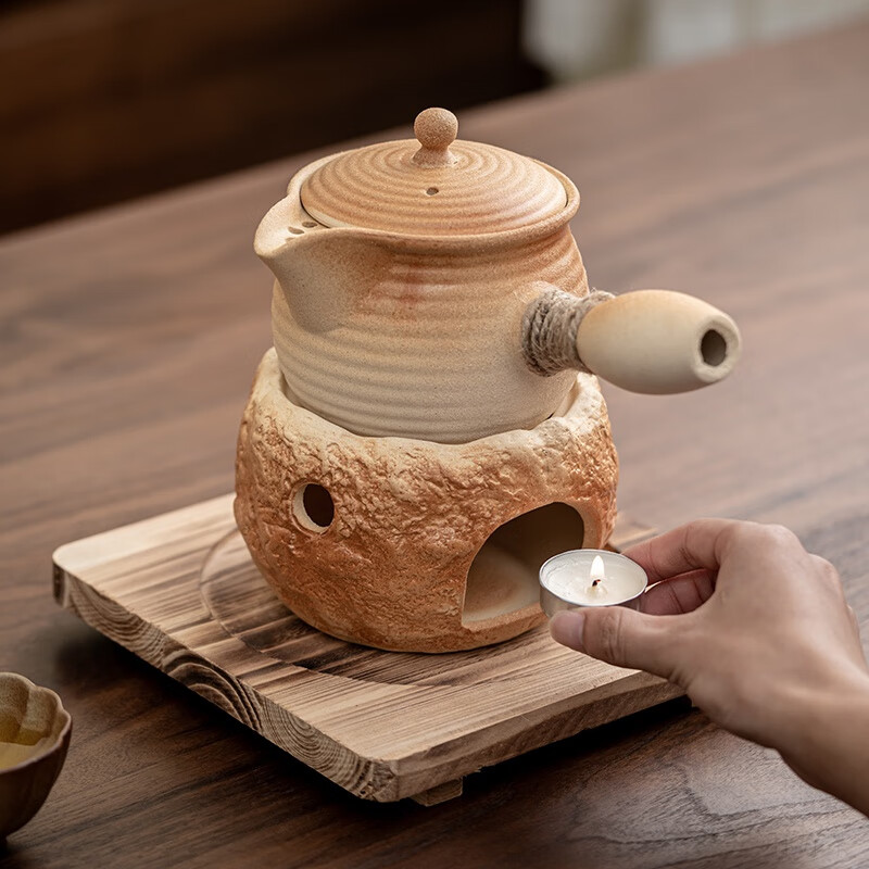 希格鲨中式围炉煮茶器罐罐茶烤奶单壶泡茶家用户外烧碳火炉套装复古侧把 渐变侧把壶+炉+垫【可木炭蜡烛】 【图上可见】