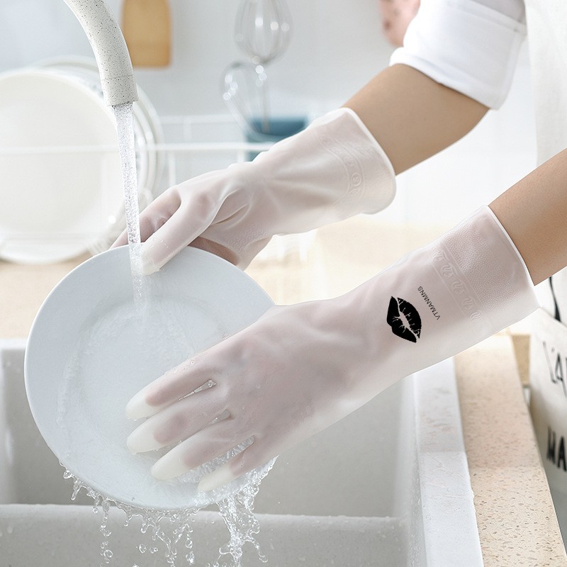 美雅风 加厚家用厨房洗碗洗菜洗衣服手套女清洁家务薄款耐用型防水乳 胶皮手套 3双