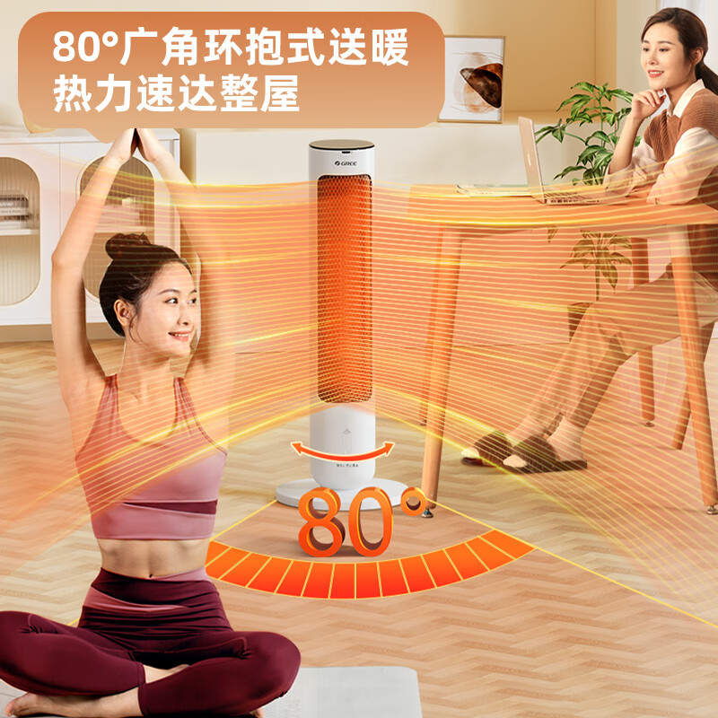 格力（GREE）取暖器家用立式摇头暖风机速热升温电暖器智能恒温节能定时电暖气片客厅卧室遥控热风机暖脚神器 【升级石墨烯 离线语音控制】NFTB-X7020BV