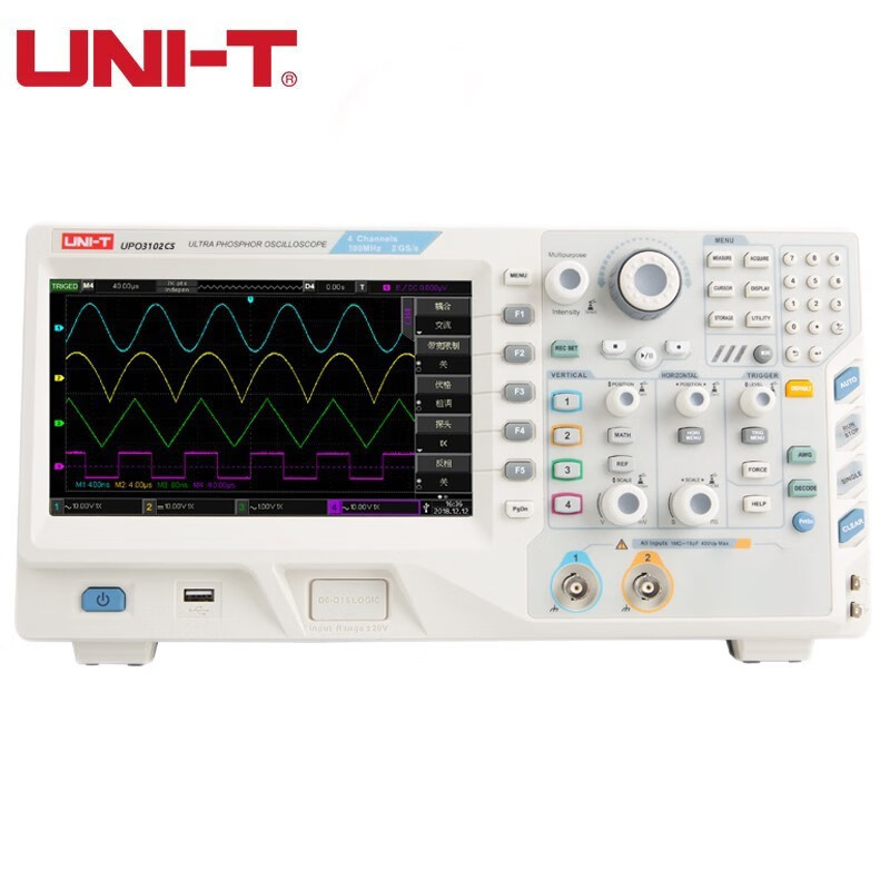 优利德（UNI-T）数字荧光示波器台式存储示波器 UPO3102CS（2通道/100M带宽）