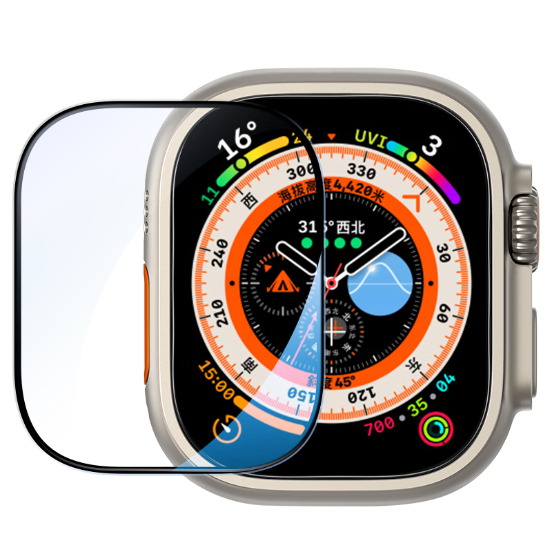 绿联手表膜 适用苹果Apple WatchS10/9/8/7/6/5/4/SE高清水凝膜保护软膜手表膜 手表水凝膜1片装【45/44mm】带刮卡