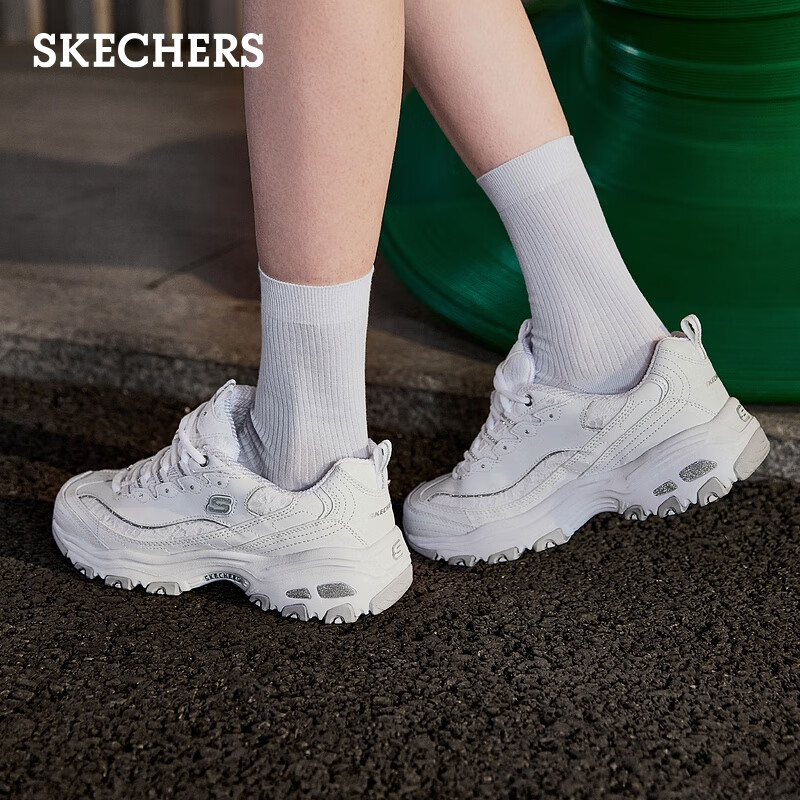 斯凯奇（Skechers）女鞋夏季舒适透气老爹鞋增高厚底百搭