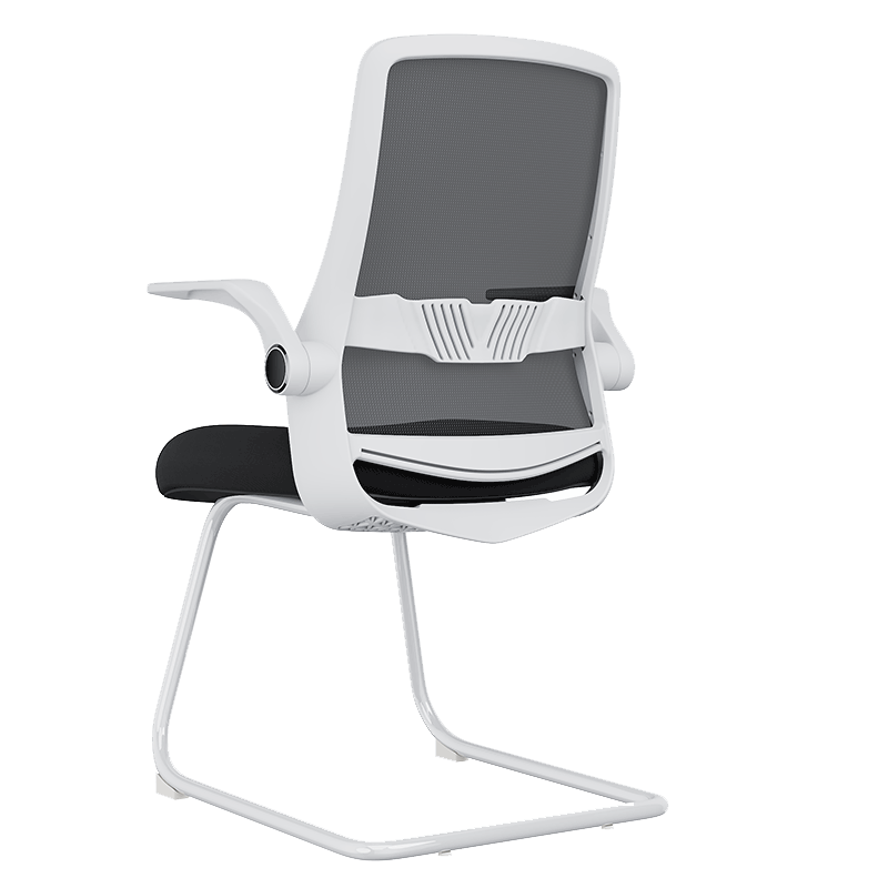 习格(XIGE)电脑椅家用学生学习写字椅子易收纳简约书房座椅办公椅人体工程学弓形椅会议椅 923 幻影黑(白框)