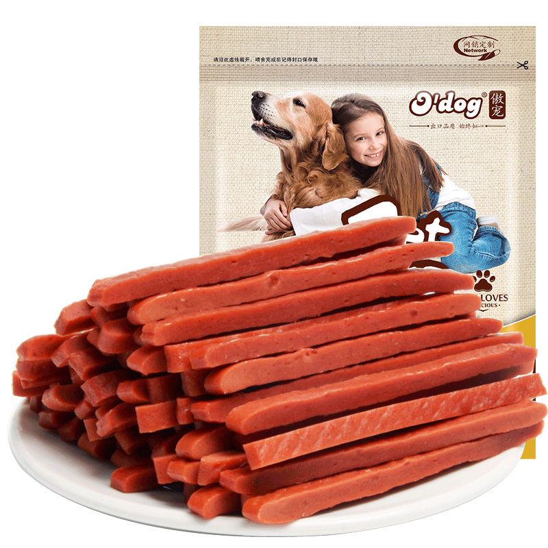 傲寵o’dog狗狗寵物零食牛肉棒訓犬牛肉條牛肉粒泰迪小型犬幼犬零食 醇香牛干400gx6