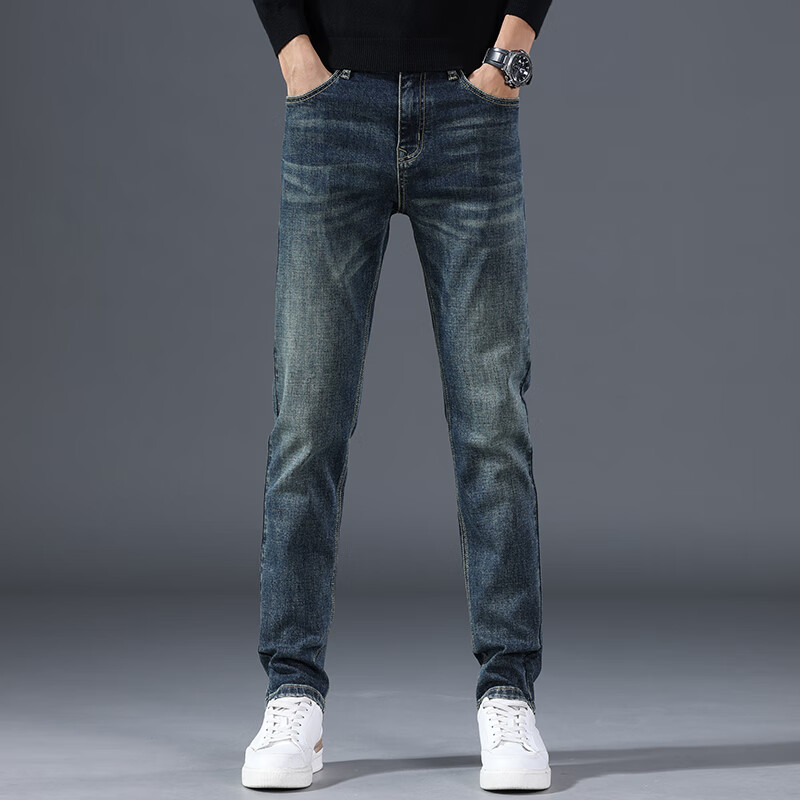 劲霸复古牛仔裤男春秋款修身直筒2024新款男士裤子春秋高弹力休闲男裤