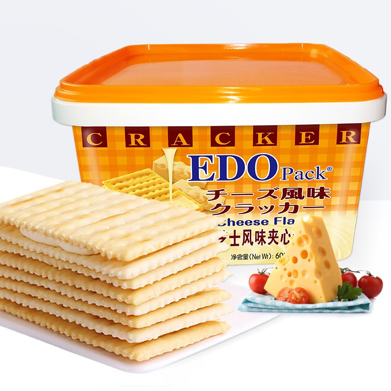 EDO pack 饼干蛋糕 零食早餐 苏打夹心饼干 芝士风味 600g/盒