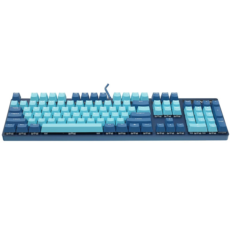 雷柏（Rapoo） V500PRO青蓝版 机械键盘 有线键盘 游戏键盘 104键单光键盘 吃鸡键盘 PBT键帽 红轴
