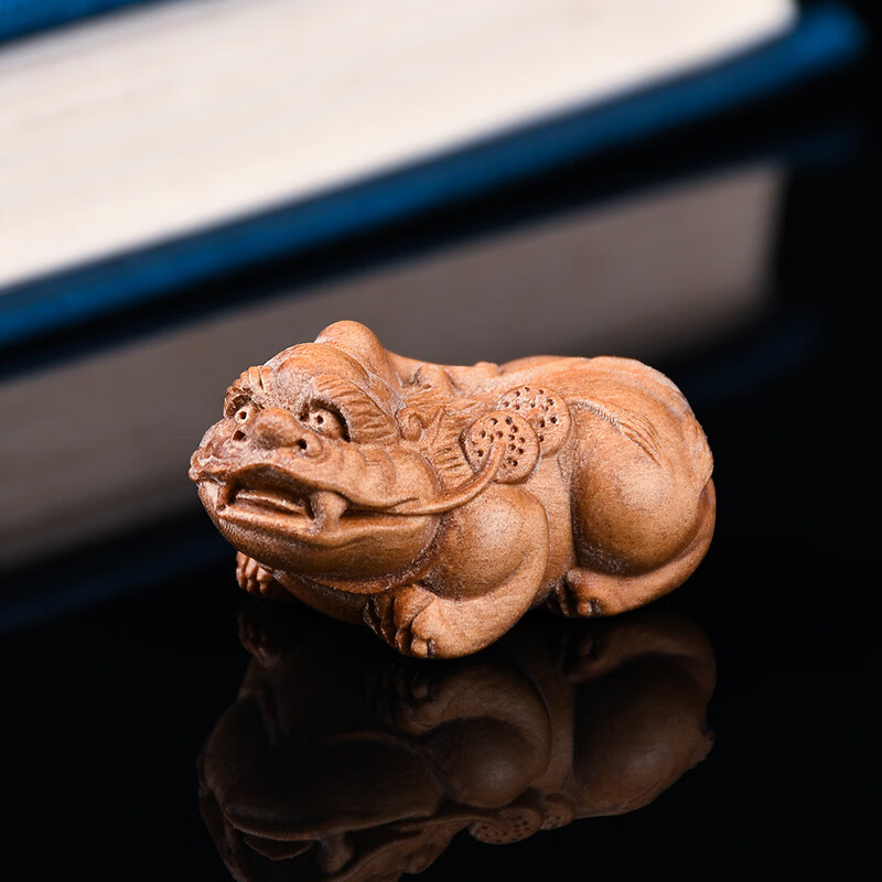 pure girl 老山檀香貔貅瑞兽雕刻手把件摆件 文玩吊坠钥匙扣手链配饰