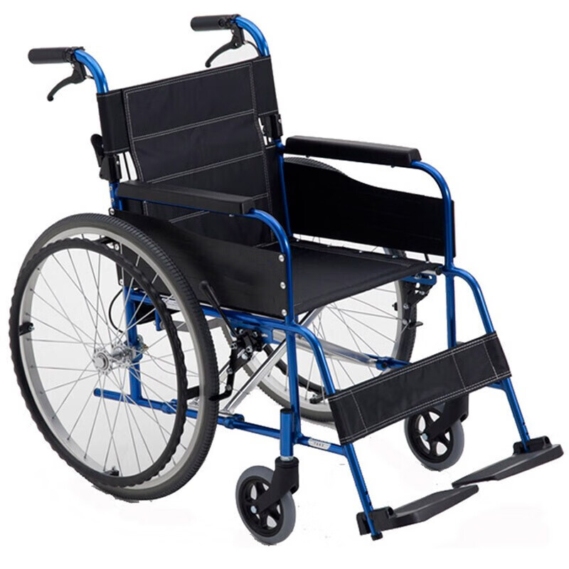 老人残疾人折叠轻便便携手推车铝合金手动轮椅 大轮款 豪华版