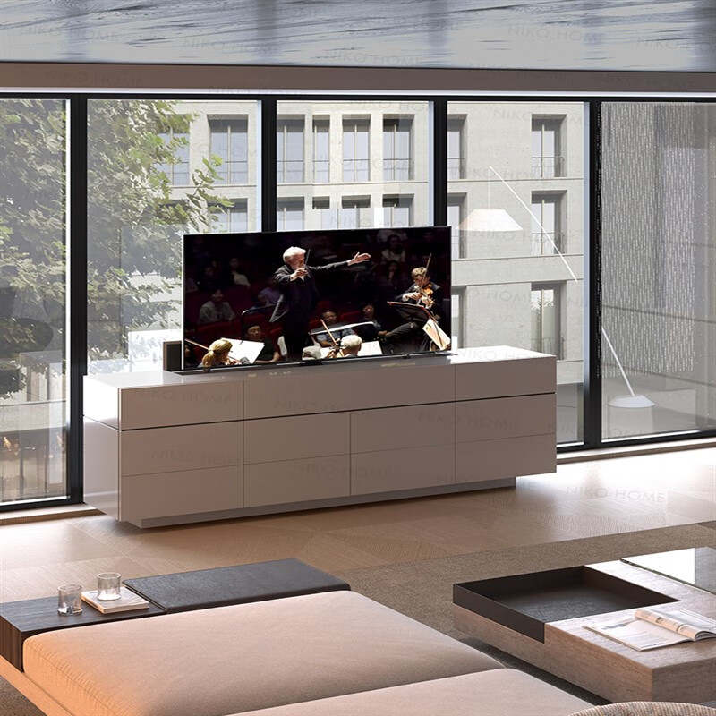 缦宛木隐形升降电视柜 现代简约电动智能遥控隐形升降电视机柜客厅