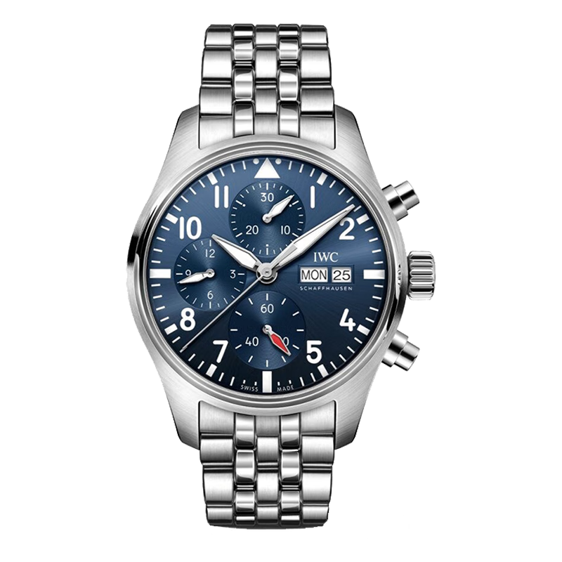 万国（IWC）礼物 飞行员计时腕表 蓝盘钢带 自动机械男表 IW388102 41mm