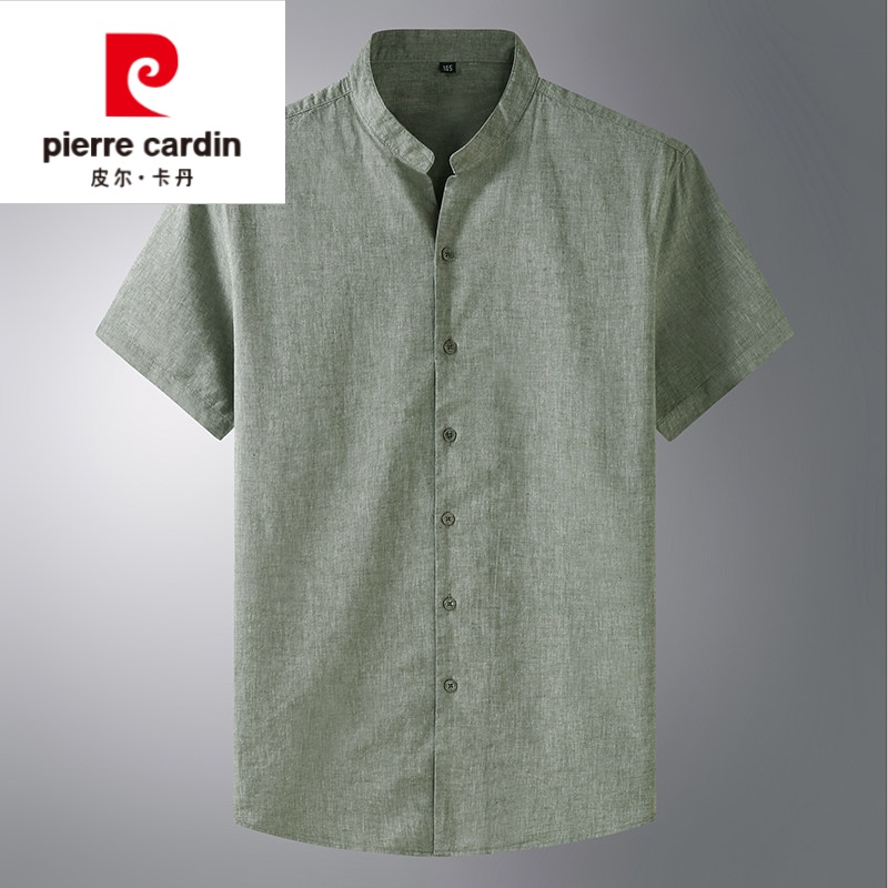 品牌男装 大码亚麻短袖衬衫男士中国风夏季胖子加肥加大宽松立领棉麻